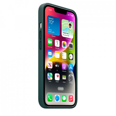 Шкіряний чохол Leather Case with MagSafe на iPhone 14 Pro Max Forest green